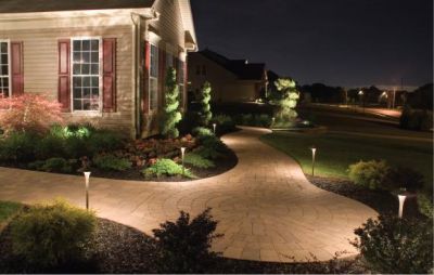 Landscape lighting in Chelmsford, MA by Grasshopper Irrigation, Inc